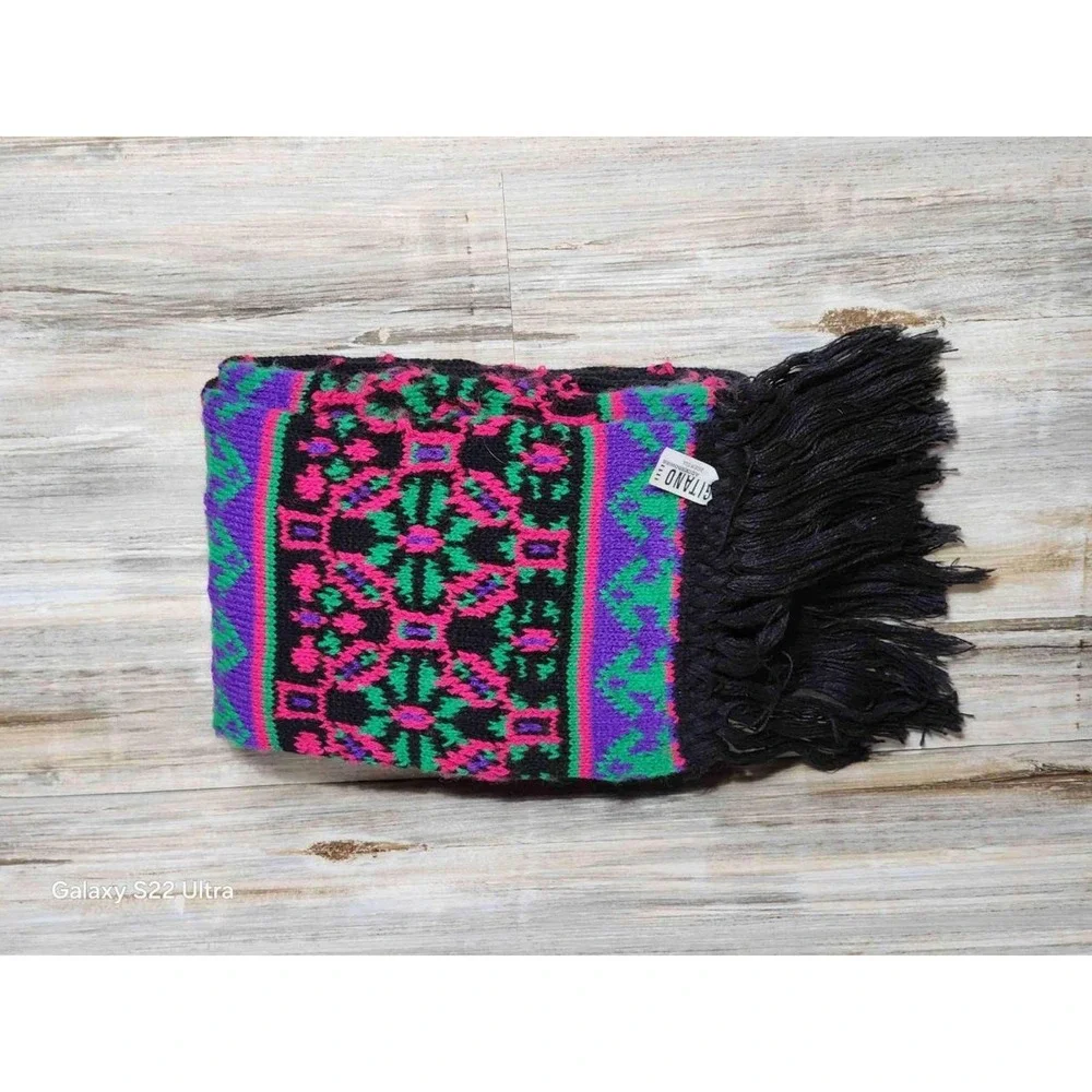 Gitano Multicolored Patterned Fringed Infinity Scarf